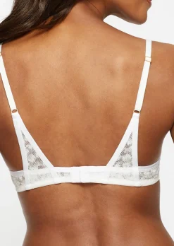 Knickerbox Zadie Textured Non Padded Plunge Bra - White