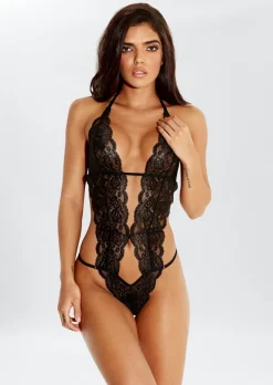 Lace Crotchless Lingerie Body with Removable Vibrating Bullet
