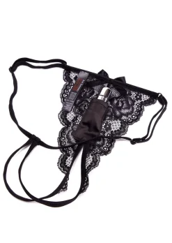 Lace Crotchless Thong with Removable Vibrating Bullet