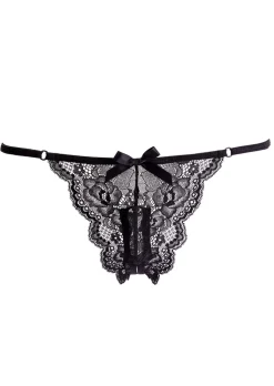 Lace Crotchless Thong with Removable Vibrating Bullet