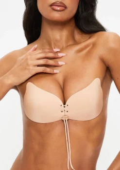 Lace-Up Stick On Bra - Nude 01