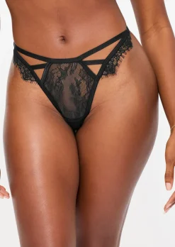 Limelight Lace Crotchless G-String - Black