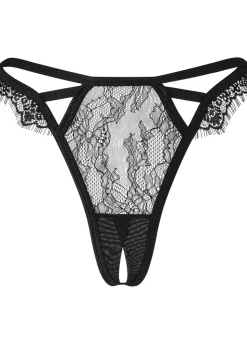 Limelight Lace Crotchless G-String - Black