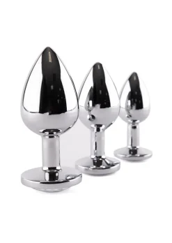 Metal Jewelled Butt Plug 3 Piece Set