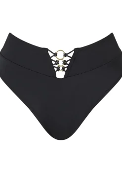 Miami Dreams High Waisted Thong Bikini Bottoms - Black