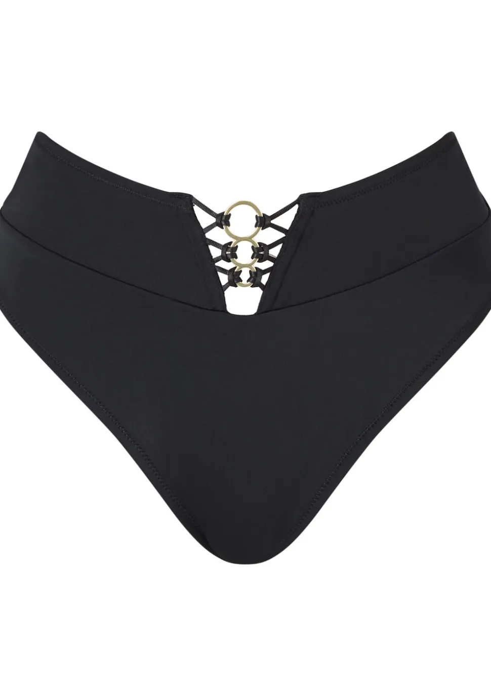 Miami Dreams High Waisted Thong Bikini Bottoms - Black
