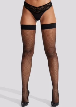 Micro Fishnet Seamed Hold Ups - Black