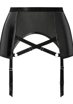 Minx PU Waspie Suspender - Black