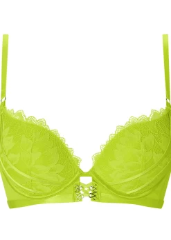 Neon Crush Lace Padded Plunge Bra - Lime