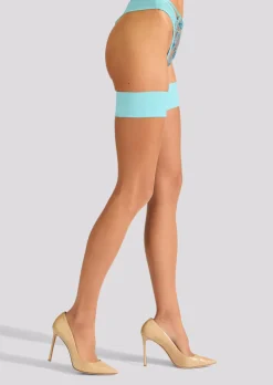 Plain Top Sheer Hold Ups - Light Blue
