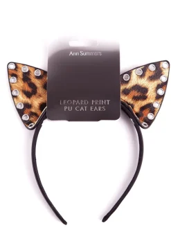 PU Animal Print Cat Ears Headband