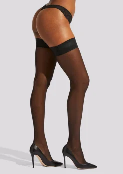 PU Seamed Hold Ups - Black
