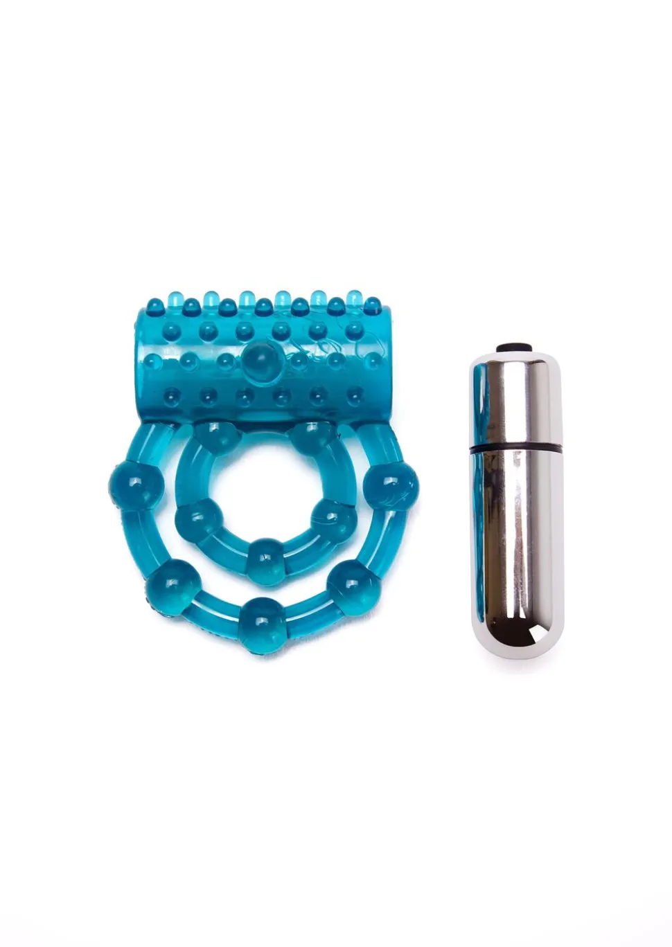 Ribbed Vibrating Cock & Ball Ring with Removable Bullet