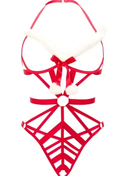 Saucy Santa Peek-A-Boo Christmas Body with Faux Fur Trim - Red