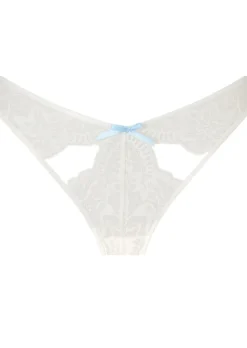 Scandalous Lace Crotchless Brazilian Knickers - Ivory