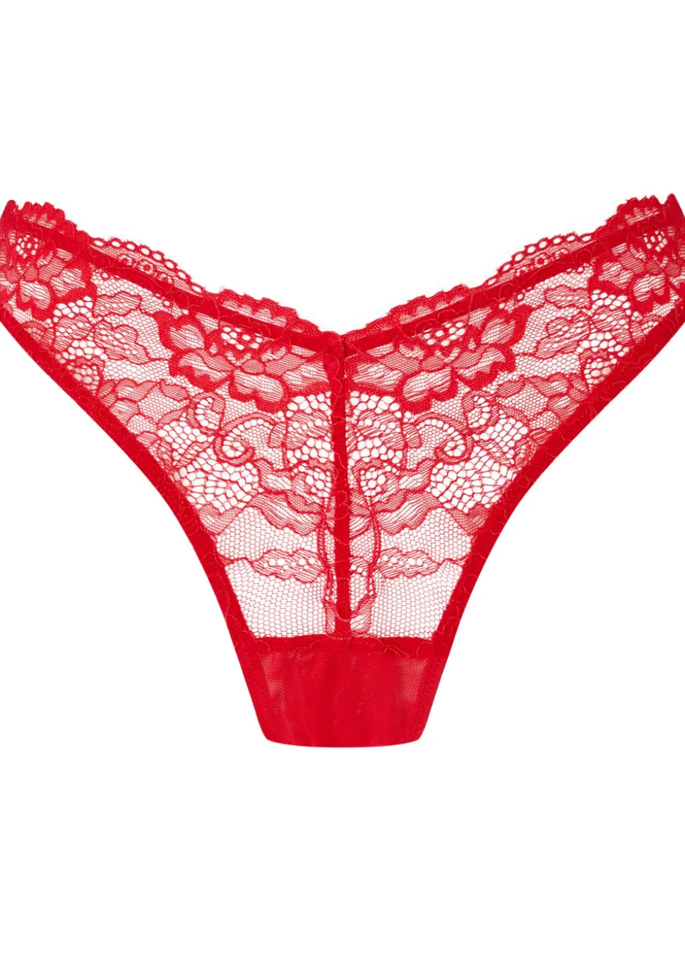 Seduce Me Lace Crotchless Thong - Red