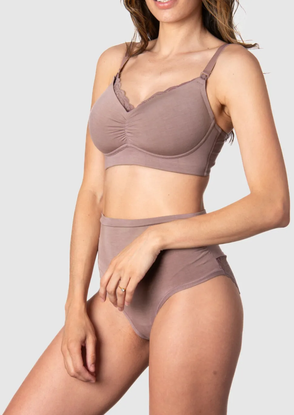 Serenity Bamboo Nursing Bra - Brown