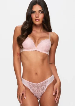 Sexy Lace Brazilian Knickers - Pale Pink
