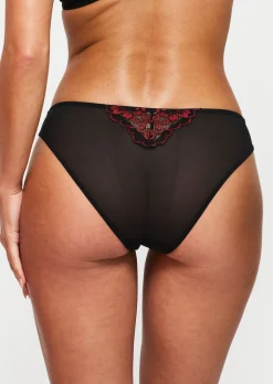 Sexy Lace Brazilian Knickers - Black/Red