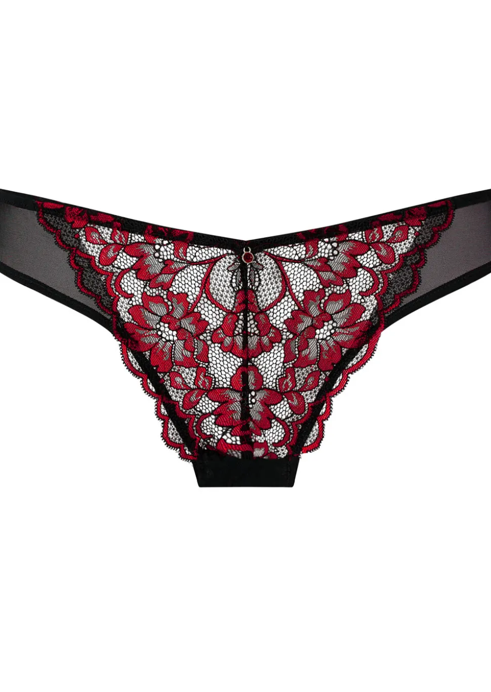 Sexy Lace Brazilian Knickers - Black/Red