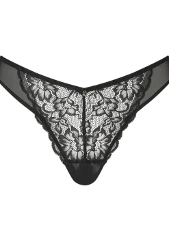 Sexy Lace Crotchless Brazilian Knickers - Black