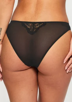 Sexy Lace Crotchless Brazilian Knickers - Black