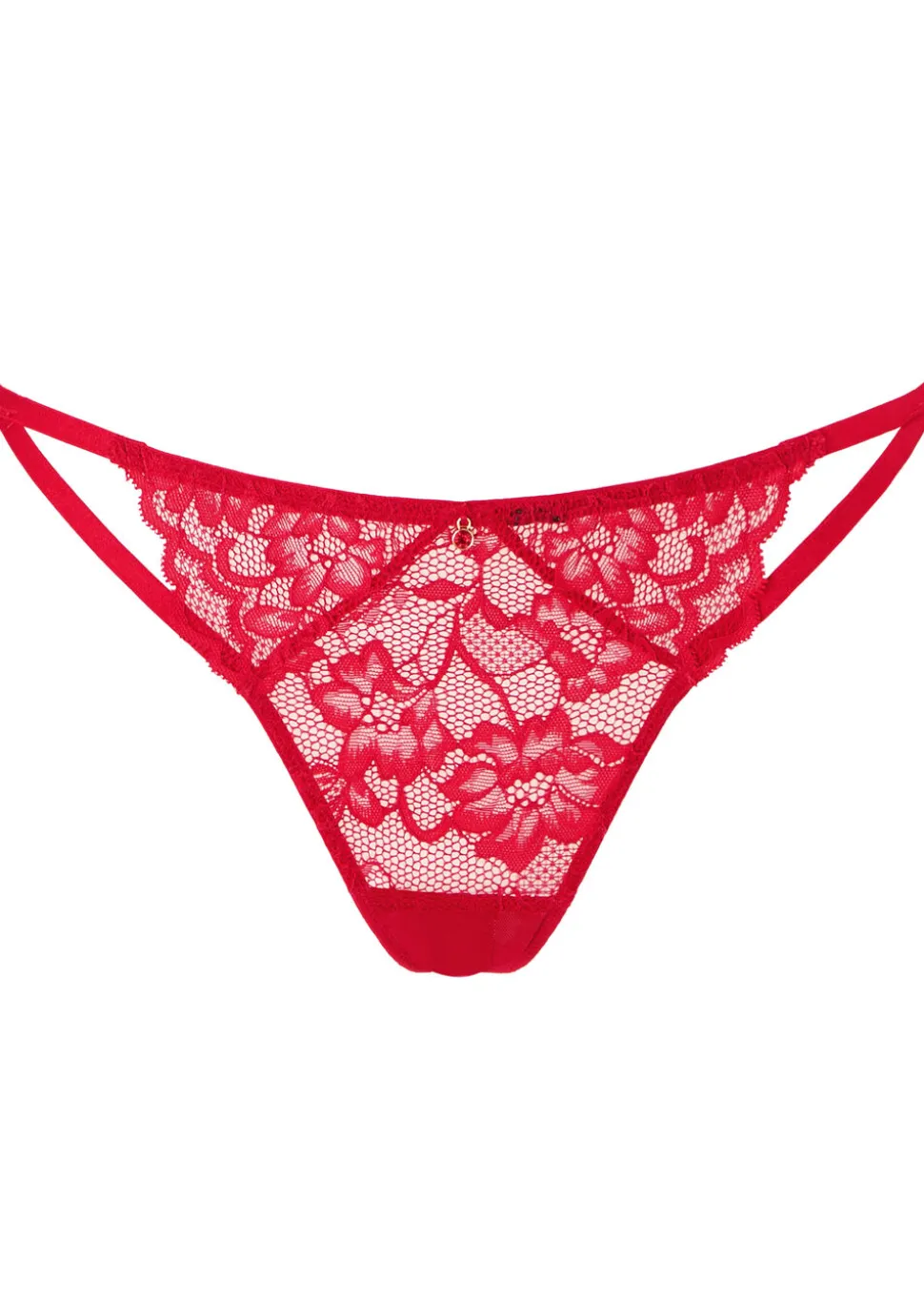 Sexy Lace Crotchless G-String - Red
