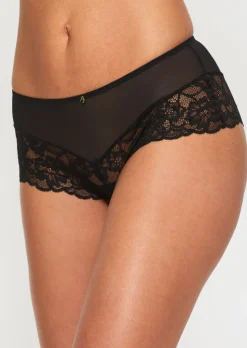 Sexy Lace Crotchless Short - Black