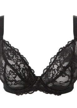 Sexy Lace Fuller Bust Non Padded Plunge Bra - Black