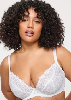 Sexy Lace Fuller Bust Non Padded Plunge Bra - White