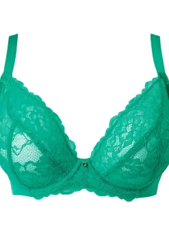 Sexy Lace Fuller Bust Non Padded Plunge Bra - Green