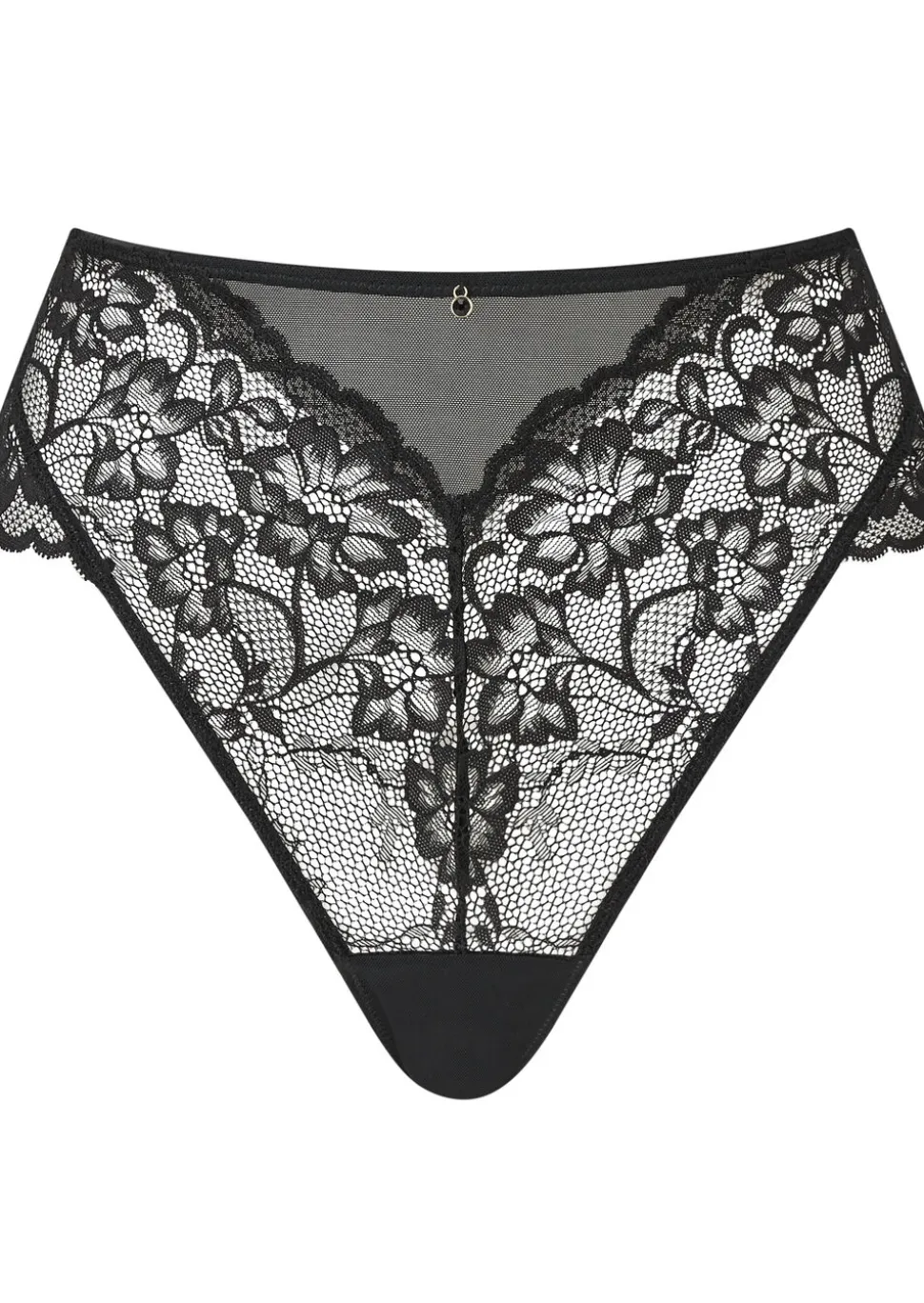 Sexy Lace High Waisted Brazilian Knickers - Black