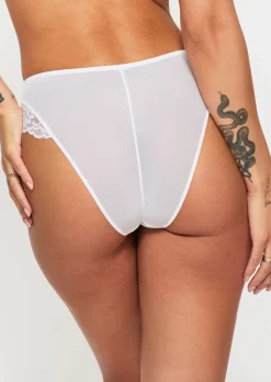 Sexy Lace High Waisted Brazilian Knickers - White