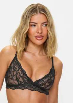 Sexy Lace Non Padded Bralette - Black