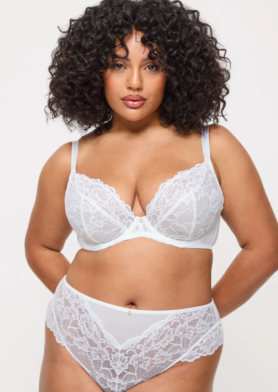 Sexy Lace Non Padded Fuller Bust Plunge Bra - Pack of 2 - White