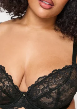 Sexy Lace Non Padded Fuller Bust Plunge Bra - Pack of 2 - Black