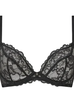 Sexy Lace Non Padded Plunge Bra - Black