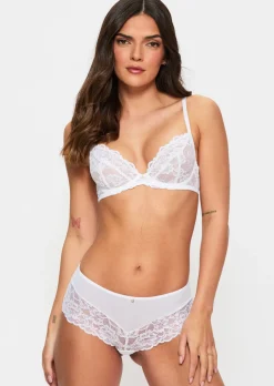 Sexy Lace Non Padded Plunge Bra - White