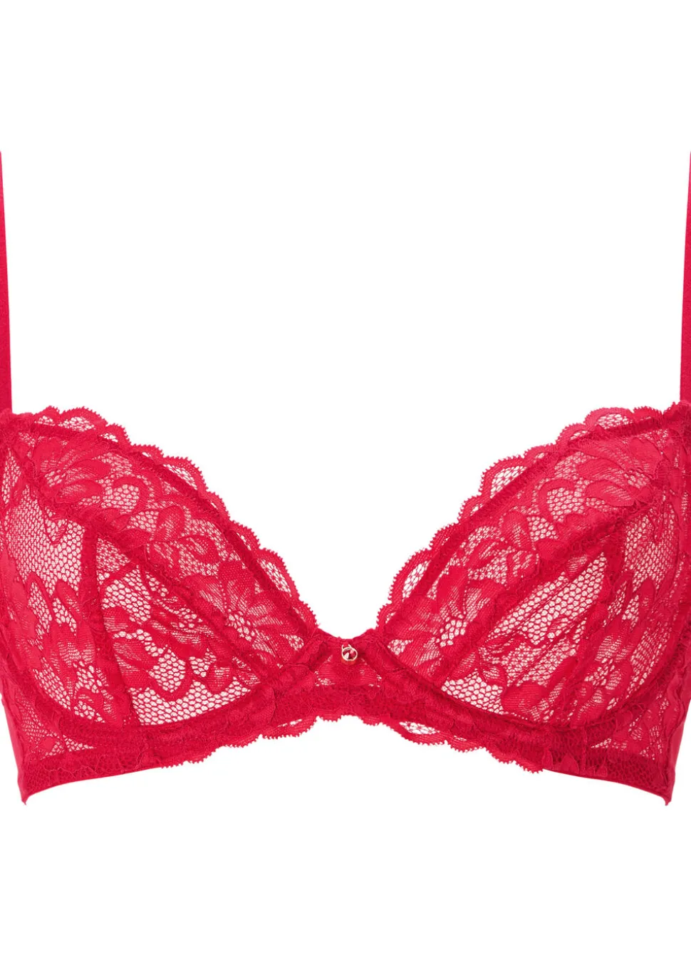 Sexy Lace Non Padded Plunge Bra - Red