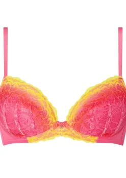 Sexy Lace Ombre Padded Plunge Bra - Multi