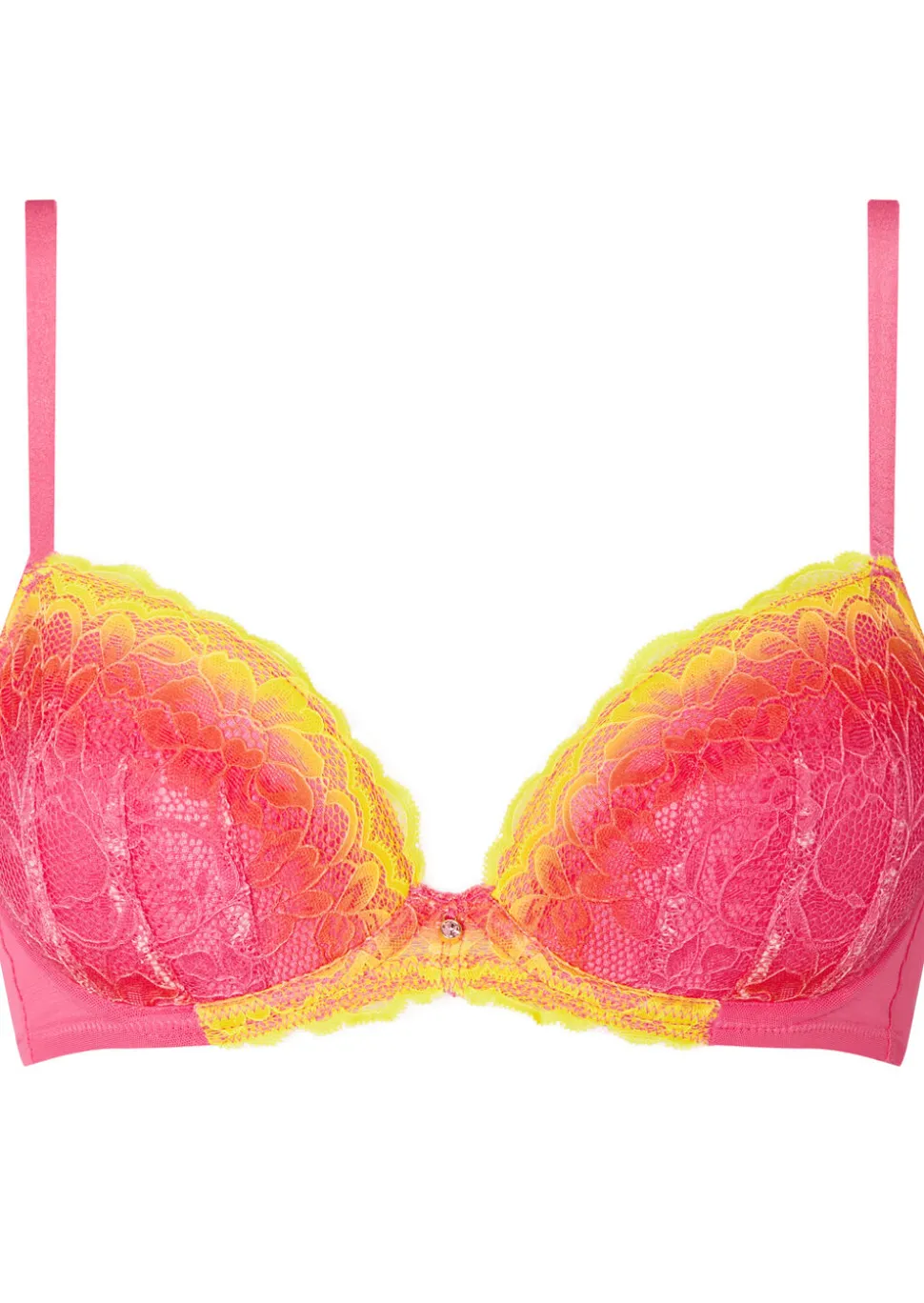 Sexy Lace Ombre Padded Plunge Bra - Multi