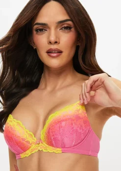 Sexy Lace Ombre Padded Plunge Bra - Multi