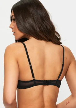 Sexy Lace Padded Balcony Bra - Black