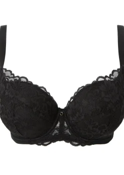 Sexy Lace Padded Balcony Bra - Black