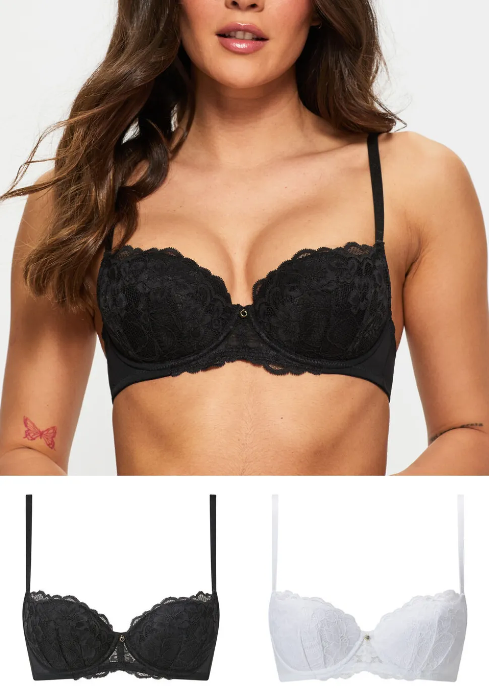 Sexy Lace Padded Balcony Bra - Pack of 2 - Assorted