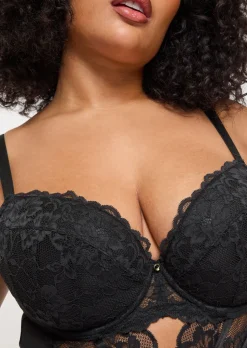 Sexy Lace Padded Basque - Black
