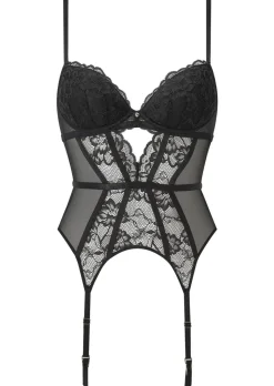 Sexy Lace Padded Basque - Black