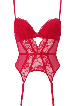 Sexy Lace Padded Basque - Red