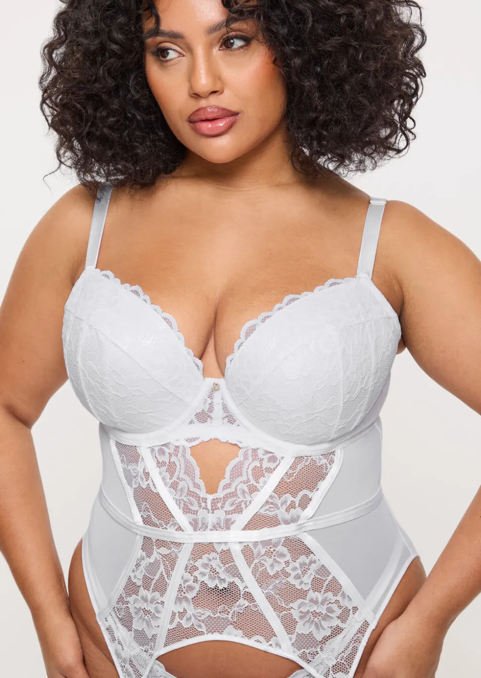Sexy Lace Padded Basque - White