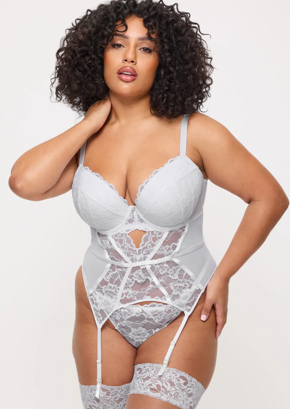 Sexy Lace Padded Basque - White